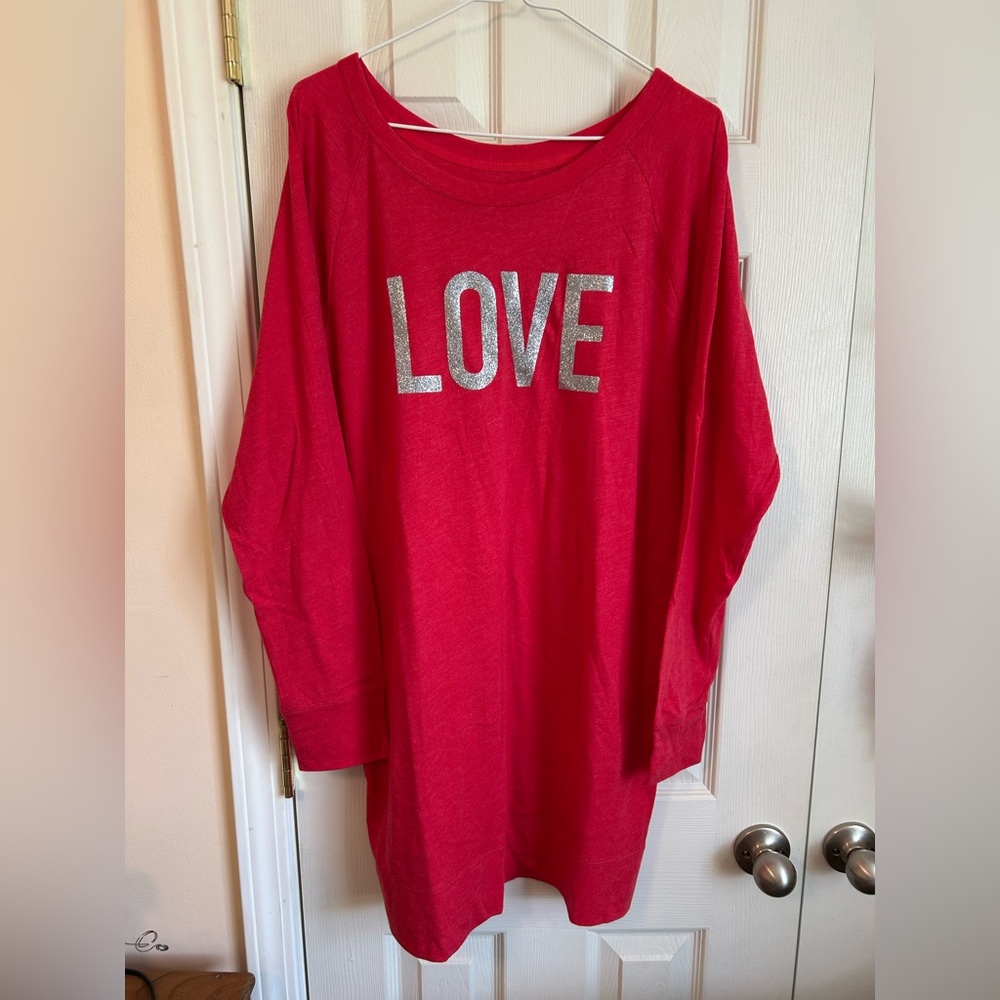 Victoria's Secret Vibrant Red Sleep Shirt With LOVE Graphic